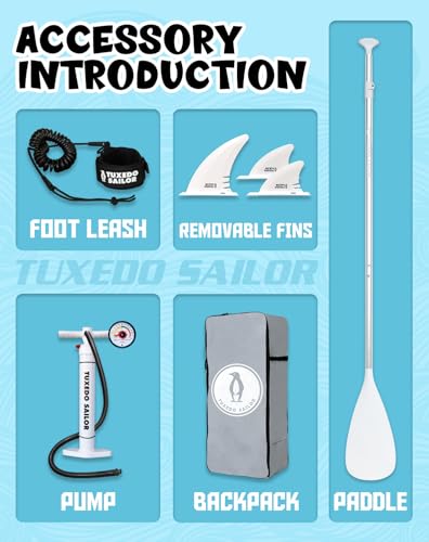 Image of Tuxedo Sailor 10'6 inchx33 inchx6 inch Inflatable Stand Up Paddle Board with Premium SUP Accessories,Paddle Boards for Adults & Youth of All Skill Levels