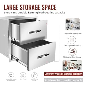 Outdoorkitchendrawersbbqdrawersforoutdoorgrillstation18wx23hstainlesssteelbuiltincabinetwithhandleweatherproofanddurablestorageforbbqaccessoriesandtrash Urban Country Home Decor Outdoor kitchen drawers bbq drawers for outdoor grill station 18w x 23h stainless steel built in cabinet with handle weatherproof and durable storage for bbq accessories and trash urban country home decor