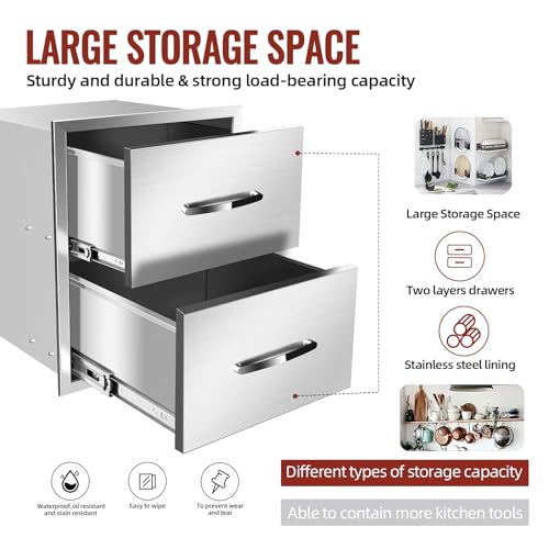 Outdoorkitchendrawersbbqdrawersforoutdoorgrillstation18wx23hstainlesssteelbuiltincabinetwithhandleweatherproofanddurablestorageforbbqaccessoriesandtrash Urban Country Home Decor Outdoor kitchen drawers bbq drawers for outdoor grill station 18w x 23h stainless steel built in cabinet with handle weatherproof and durable storage for bbq accessories and trash urban country home decor