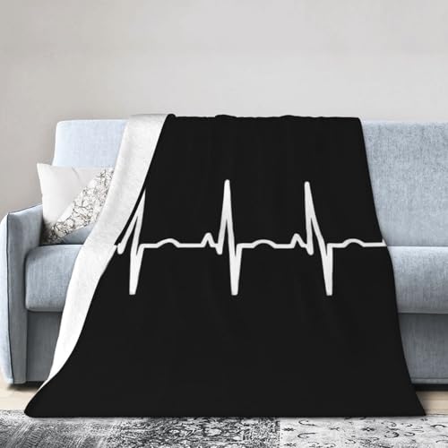 CHD Heartbeat Pair Reversible Flannel Throw Blanket- Ultra Soft Lightweight for Bed, Sofa, Travel & Camping 40'X30' Inch