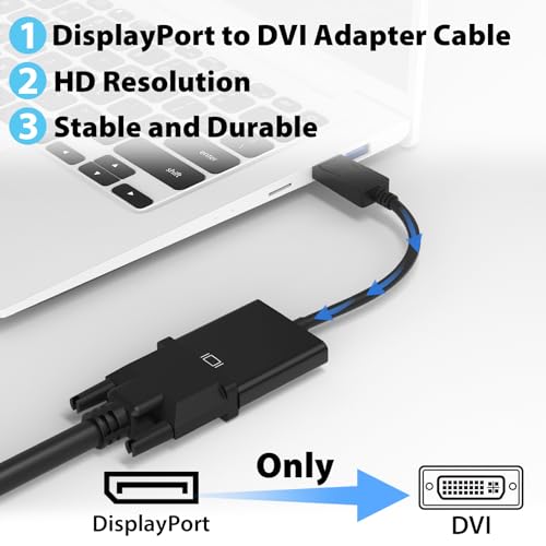 Adaptador Cyberguys DisplayPort a DVI negro miniatura 2