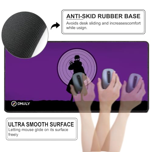 Image of Purple Shadow Warrior Mouse Pad 11x23Inch 2mm Extended Gaming Desk Mat with Anti-Slip Rubber Base Mousepad for Smooth Surface Desk pad for PC & Laptop Use Waterproof & Stiched (Black /Purple)