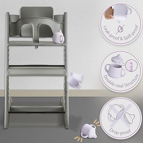 Image of Moonkie Silicone Baby Sippy Cups | 3 Stages Training Cup Straw Cup for Infants Toddlers and Kid | 4 oz (Mauve)