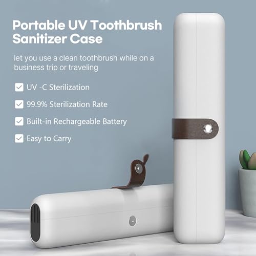 HuBDIC HubiCare Tragbares UV-Zahnbürsten-Desinfektionsmittel, Reiseetui, Zyklus, wiederaufladbarer Sterilisator, Box, Reinigerhalter, passend für elektrische Zahnbürstenköpfe und Handbuch (1 Packung)