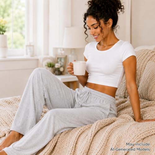 Image of Essential Elements Womens 3 Pack PJ Pants 100% Cotton Jersey Lounge Pajama