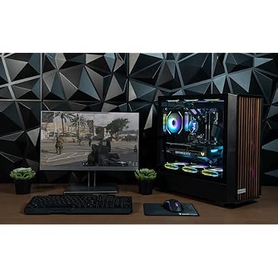 ViprTech Overlord Wood Gaming PC - AMD Ryzen 7 (4.4Ghz Turbo), RTX 5050 8GB, 16GB DDR4 RAM, 1TB SSD, 700W PSU, Black Wood Case, RGB Keyboard Mouse, VR-Ready, WiFi BT, Computer Tower Prebuilt