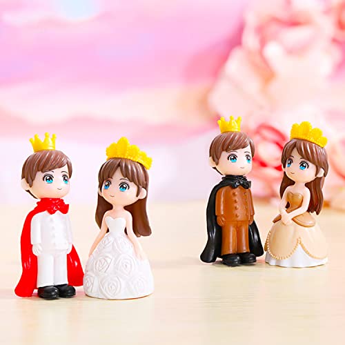 4 Pcs Couple Cake Topper Wedding Cake Toppers Couple Figurines Mini Prince Princess Couple Cake Topper For Party Cake Decorations #TOP4