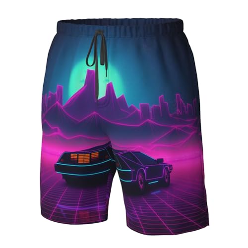 Retrowave Pictures Men's Swim Trunks Quick Dry Board Shorts with Pockets Casual Drawstring Beach Shorts4