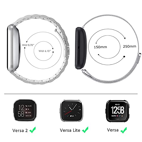 Bracelet Fitbit Versa 2 acier inoxydable argenté universel pour montre - 5