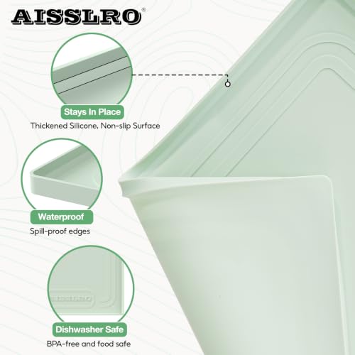 Pet Feeding Mat, Waterproof Silicone Pet Bowl Mat, 22x19 Light Green — view 3