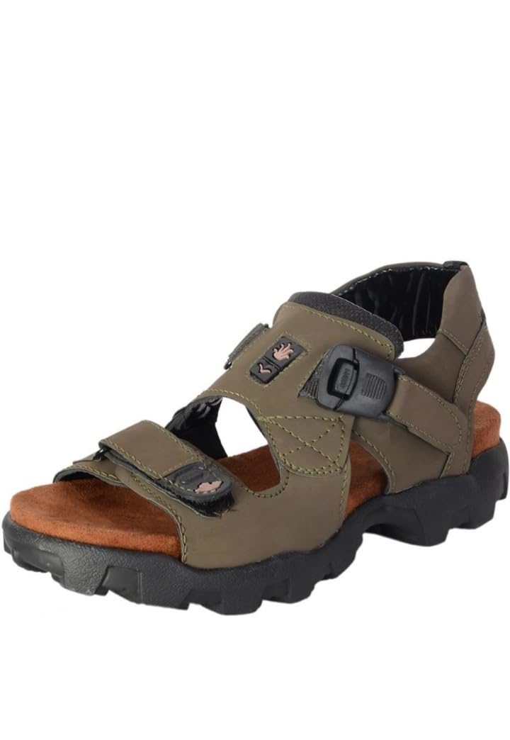 WALK-WISE Olive Faux Leather Casual Slipper Sandals for Men Stylish - 6 UK (B0D816DX9S) Amazon Price History, Amazon Price Tracker