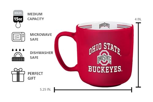 Image of Logo Brands NCAA Ohio State Buckeyes 15oz Stripe Mug - Team Logo, Inside Print, Standard Handle, Microwave & Dishwasher Safe