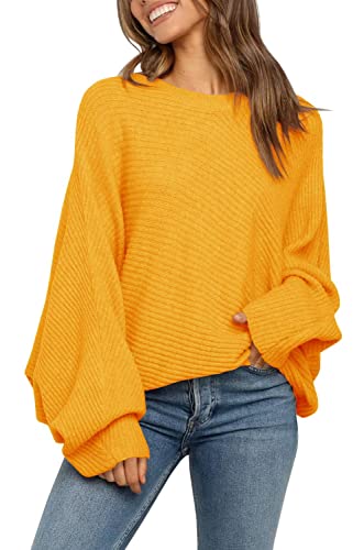 Image of Mafulus Womens Oversized Sweater Fall Winter Slouchy Pullover Jumper Tops | Crewneck,Batwing Sweaters Puff Long Sleeve,Cable,Ladies,Chunky,Knit,Tunic,Warm,Soft Sweaters