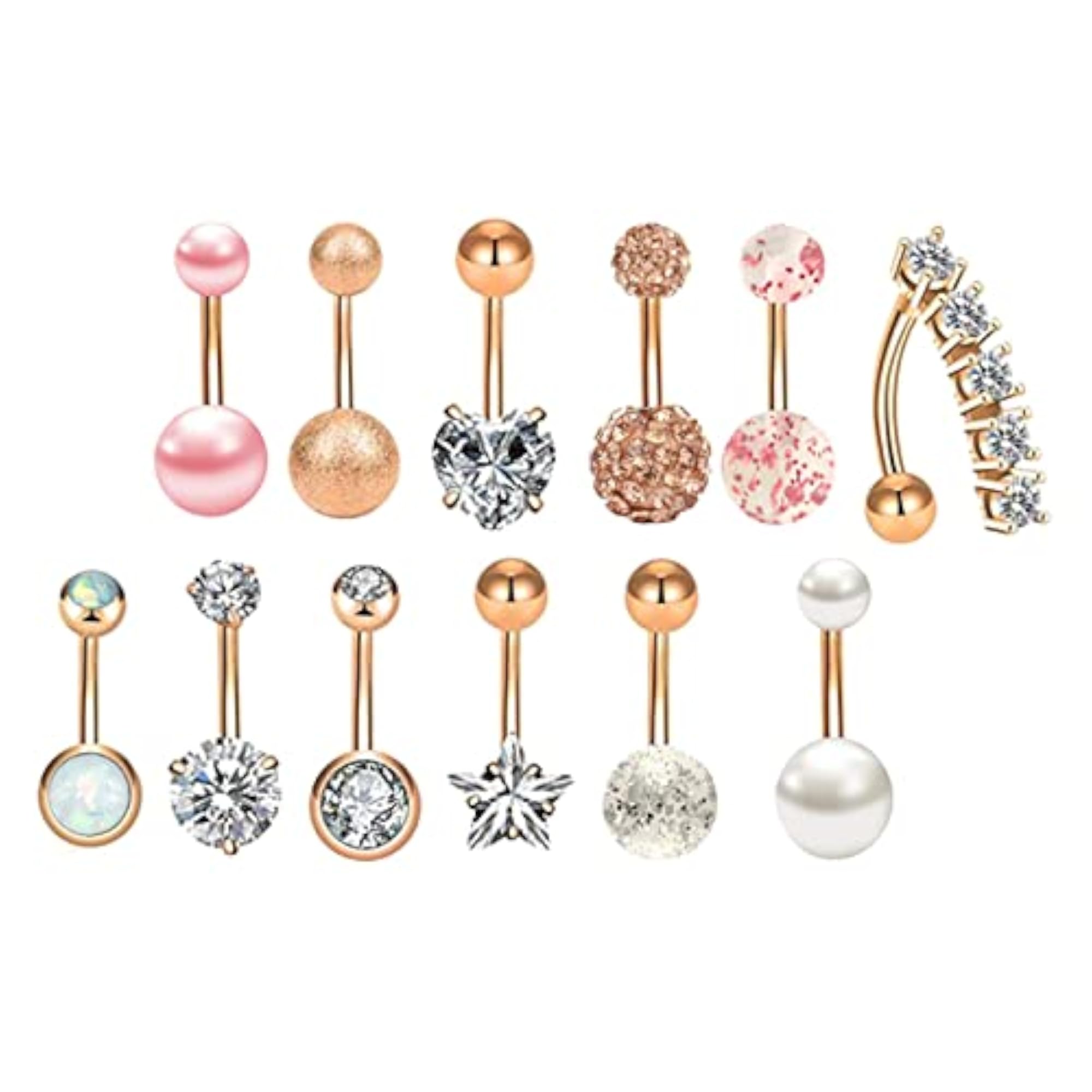 12Pcs Belly Button Rings Piercing Jewelry, Body Jewelry Set