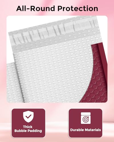 Image of Metronic Bubble Mailers 6x10 Inch 100 Pack Burgundy Padded Envelopes