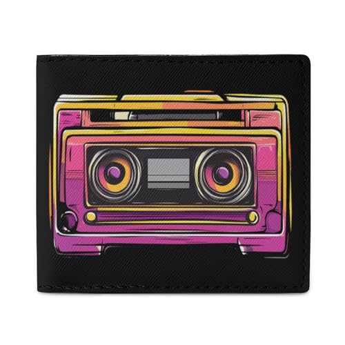 1977 Tape Cassette Coin Purse PU Leather Bifold Wallet Small Change Purse Pouch Front Pocket Wallets