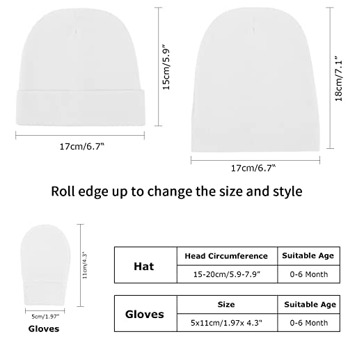 Newborn Baby Hats and Mittens Set Infant Beanie Cap Toddler Gloves Newborn Hospital Hats for Baby Boy Girl Kid 0-6 Months2