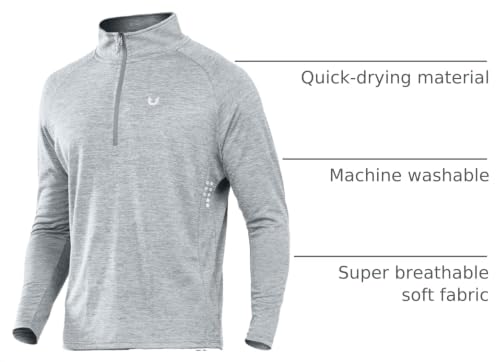 Image of NORTHYARD Men's Quarter Zip Pullover Athletic Running Shirt Long Sleeve | 1 /4 Zip Top, Quick Dry Lightweight, Moisture Wicking Breathable, Reflective Strips, Performance Workout Gym, Hiking Sports