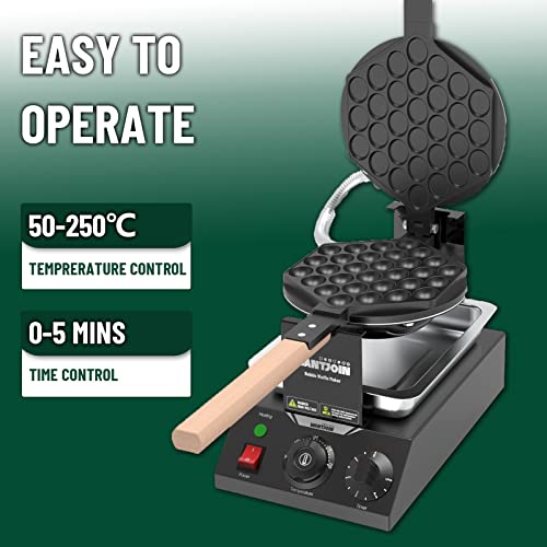 Wantjoin Wil Bubble Waffle Maker, Hong Kong Egg Waffle Maker Machine With Non-Stick Coating, Stainless Steel Pancake Maker 180° Rotate, 1500W 110V Electric Cone Maker, 50-250℃/122-482℉ Adjustable #TOP2