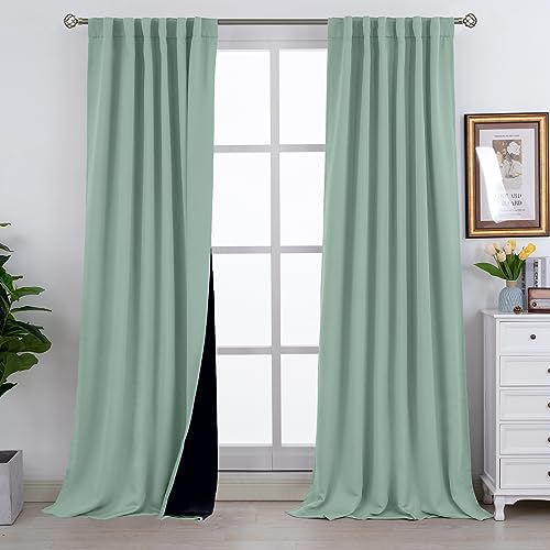 BGment Blackout Curtains with Insulated Liner, 52 x 108 Inch, Frosty Green