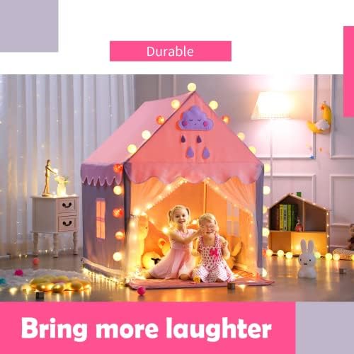 SISTICKER Kids Play Tents for Girls Large Fairy Playhouse for Kids Princess Castle Tent for Indoor Use Toddler Tent Children Play House (Grey)