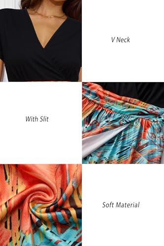Image of Newshows Women's 2026 Lightweight Summer Wedding Guest Beach Vacation Casual V Neck Split Flowy Maxi Dress