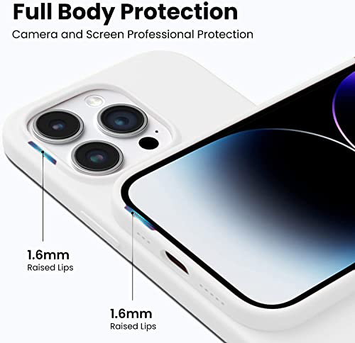 Image of DIZORO Silicone Back Case for iPhone 14 Pro, Soft-Touch Phone Microfiber Silicone Back Cover for iPhone 14 Pro - White