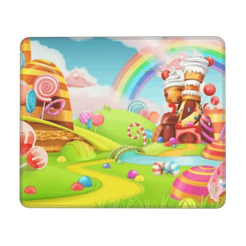 POCUK Candy Land Tapis de souris de bureau Tapis d'écriture avec bord de verrouillage Tapis de souris Gaming