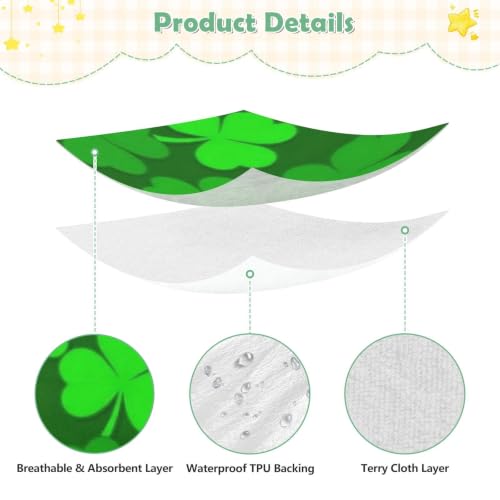 Drap-housse imperméable en mousseline St. Patrick vert trèfle pour lit bébé 132x71 cm