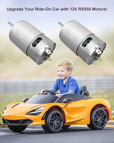 2 Pcs 12V RS550 40000RPM Electric Motor Drive Engine for Power Wheels High-Speed Motor Gearbox Accessories, Power Wheel Motor Upgrade Replacement Parts for Children\'s Ride On Cars