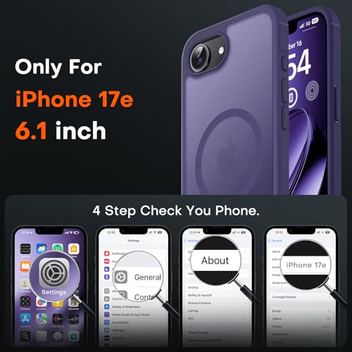 Image of TOCOL for iPhone 17e Case, Compatible with Magsafe, Military Drop Protection, Slim Translucent Matte Shockproof for iPhone 17 e Case 6.1 inch (Midnight Purple)