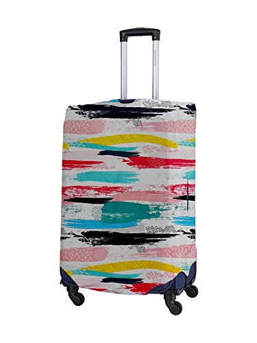 Image of Cortina Eco-Friendly Abstract Print Luggage Protective Cover|Large|Fits 26-30 Inch Luggage|Polyester-Spandex|72cm (28 inches)|Travel Suitcase Protectors|Anti Scratch|Pack of 1|Multi