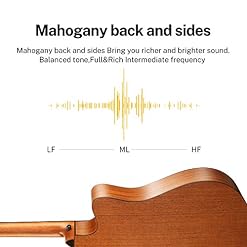 Donner Guitare Acoustique Gaucher 4/4 Adultes Guitare Folk Debutant Cutaway 6 Cordes en Epicéa et Acajou Avec Housse… - Les Beatles, Paul McCartney, John Lennon, RIngo Starr, George Harrison Donner Guitare Acoustique Gaucher 4/4 Adultes Guitare Folk Debutant Cutaway 6 Cordes en Epicéa et Acajou Avec Housse… – Image 3