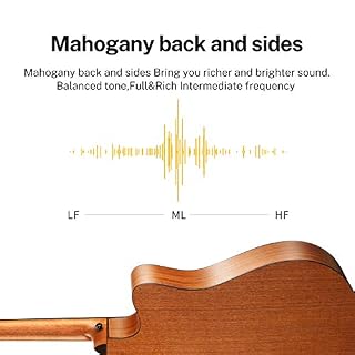 Donner Guitare Acoustique Gaucher 4/4 Adultes Guitare Folk Debutant Cutaway 6 Cordes en Epicéa et Acajou Avec Housse… - Les Beatles, Paul McCartney, John Lennon, RIngo Starr, George Harrison Donner Guitare Acoustique Gaucher 4/4 Adultes Guitare Folk Debutant Cutaway 6 Cordes en Epicéa et Acajou Avec Housse… – Image 3
