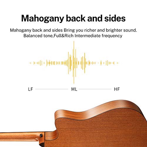 Donner Guitare Acoustique Gaucher 4/4 Adultes Guitare Folk Debutant Cutaway 6 Cordes en Epicéa et Acajou Avec Housse… - Les Beatles, Paul McCartney, John Lennon, RIngo Starr, George Harrison Donner Guitare Acoustique Gaucher 4/4 Adultes Guitare Folk Debutant Cutaway 6 Cordes en Epicéa et Acajou Avec Housse… – Image 4