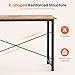 Sweetcrispy 48 Inch Computer Desk with Drawers for Home Office, Writing Desk with X-Shaped Reinforcement, Wood Table with Adjustable Position Drawers, Modern Study Work Table with Side Hook, Rust