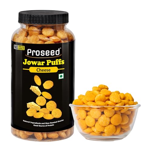 Image of Proseed Jowar Puffs (Cheese) | 150g x 1 Pack | Slow Roasted & 100% Veg | No Refined Flour, Sugar & Trans-Fat | Gluten Free | No Palm Oil | Healthy Travel Friendly Millet Snacks