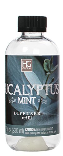Aromatherapy Hosley® Premium Eucalyptus Mint Reed Diffuser Refills Oil, 230 ml (7.75 fl oz) Made in USA. Bulk Buy. Ideal Gift for Weddings, Spa, Reiki, Meditation Settings W1
