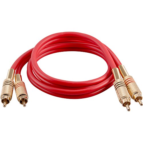 Seismic Audio Premium Red 3 Foot Dual RCA Male Audio Patch Cable (SAPRCA3-RD)