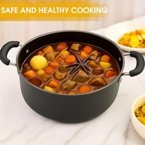 24cm Stock Pot Casserole Dish Pan with Glass Lid 4.5L- Stew Pan Non Stick Coating, Easy to Clean, Dishwasher Safe, Forged Aluminium Cooking Pan - Image 6