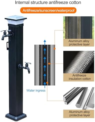 Aluminum Alloy Freestanding Garden Hose Stand with Faucet - 79cm Outdoor Antifreeze Water Fountain for Garden Irrigation & Decoration, Durable & Stylish Garden Accessories