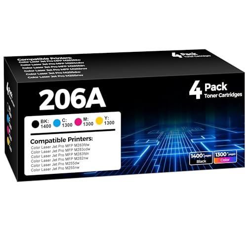 Cartouche 206A avec puce sans erreur pour imprimante Color LaserJet M283fdn