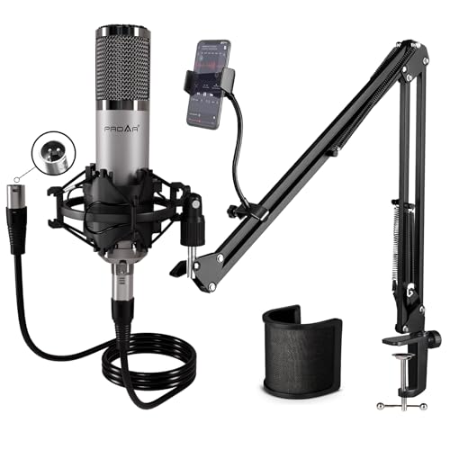 Image of Studio Microphone, Professional Cardioid XLR Condenser Recording Mic Voice Over Kit with Boom Arm for Music, Singing, Podcasting, and Vocal Streaming