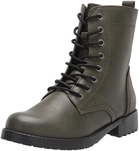 Amazon Essentials Women's Lace-Up Combat Boot, Green, 9.5