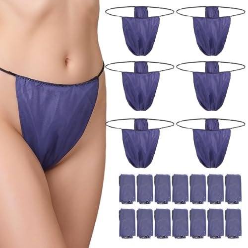 Image of Telooco 100 Pcs Disposable Thong Panties Women T Thong for Spa Non-woven Fabrics Disposable Underwear for Spray Tanning