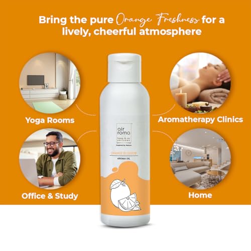 Image of AIR-ROMA Orange Scented Aroma Diffuser Oil, Pure, Natural and Undiluted 100ml | Strong & Long-Lasting Aroma - Fragrance Oil for Home, Office, Candles