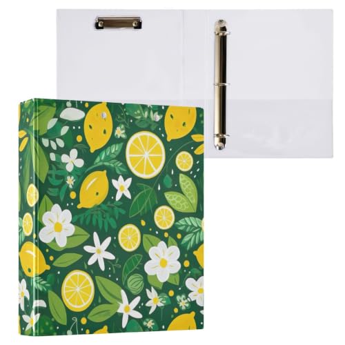 Classeur imprimé de 3,8 cm rigide et durable avec imprimé exclusif citrons et fleurs