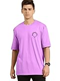 TDOC Men's Oversize Printed T-Shirt for Gym, Camping, Hiking, and Beyond (XX-Large, Lavender)