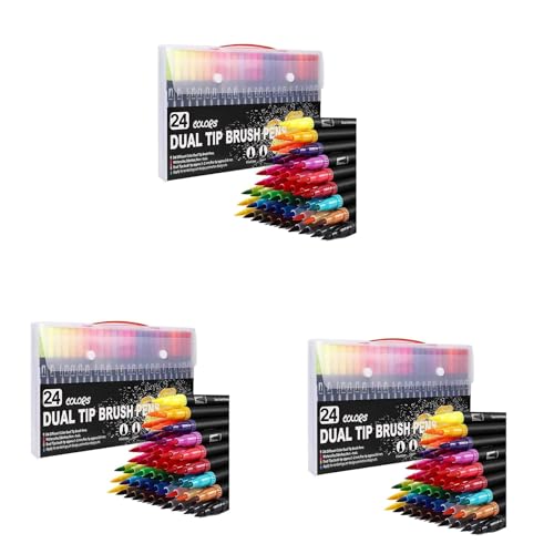 Stylos à Double Pinceau 72 Couleurs pour vos Livres à Colorier et Dessins