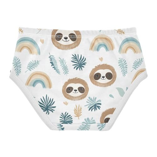 Wusikd Cute Sloth Heads Girls' Underwear Cotton Rainbow Girls Briefs Soft Toddler Underwear 2T2